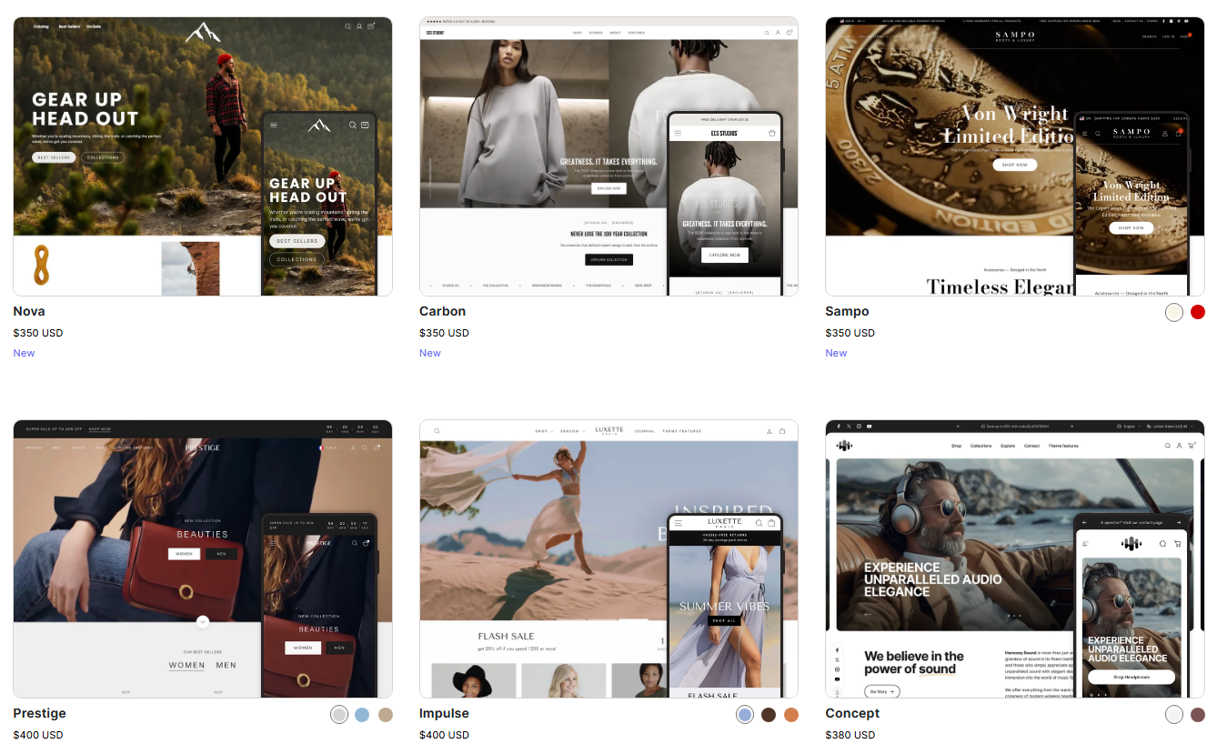 Examples of Shopify Templates